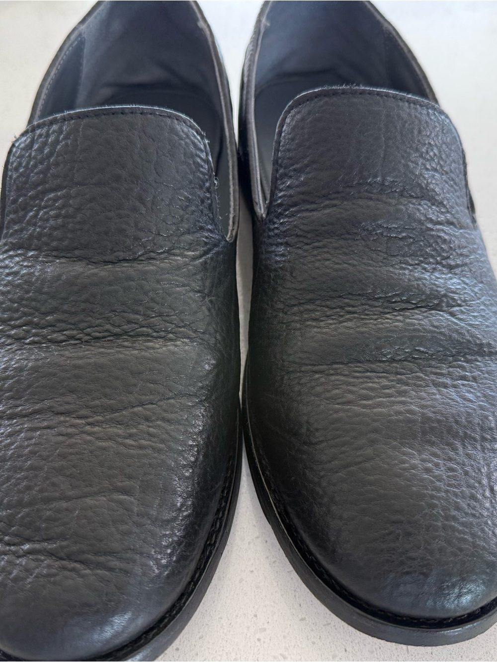 Tecovas Black Pebbled Leather Slip-On Loafers